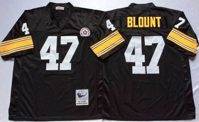 Steelers 47 Mel Blount Black M&N Throwback Jersey->nfl m&n throwback->NFL Jersey